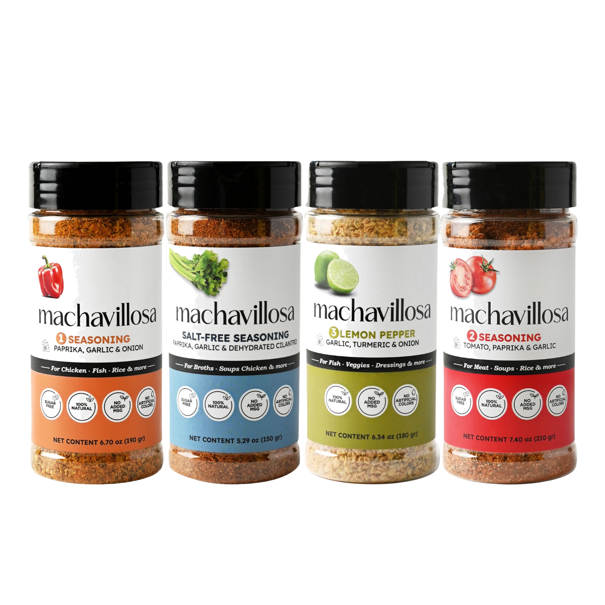 Machavillosa Starter Kit — 4 Sazonadores Naturales para Toda tu Cocina